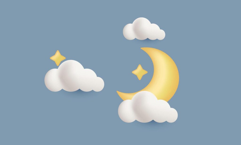 3d realistic icon cloud moon stars night design Stock Free