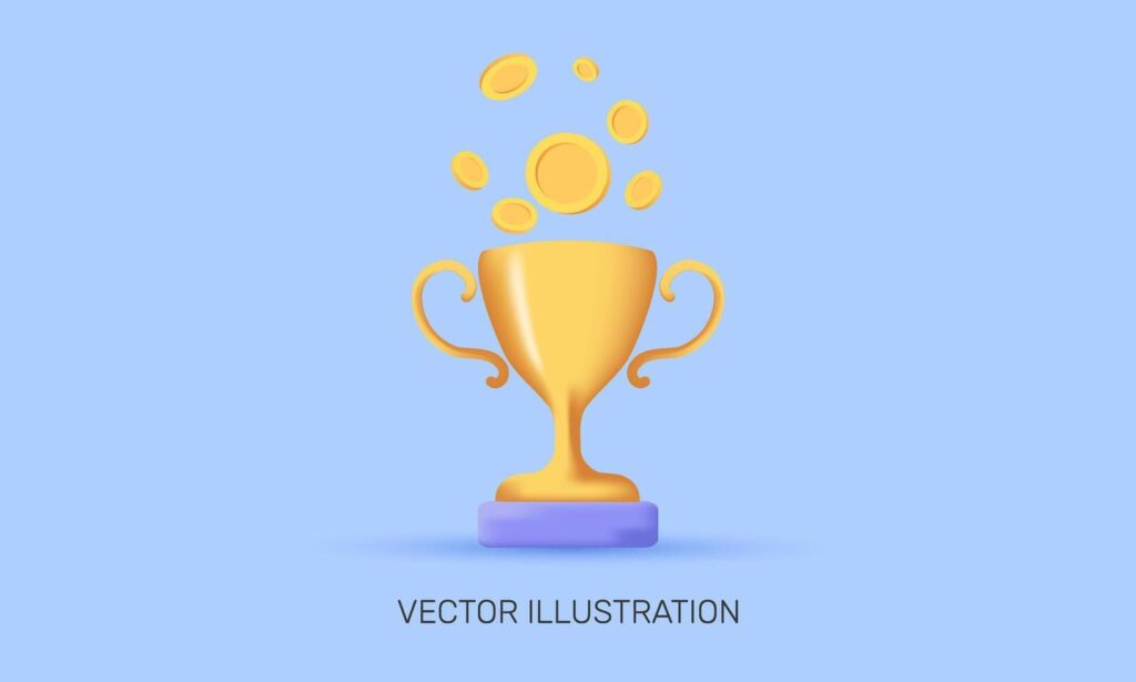 3d realistic icon game level win golden design Stock Free