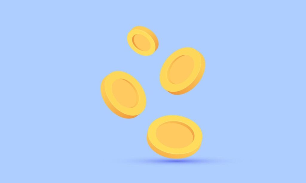 3d realistic icon money yellow coin saving cash floating design Stock Free