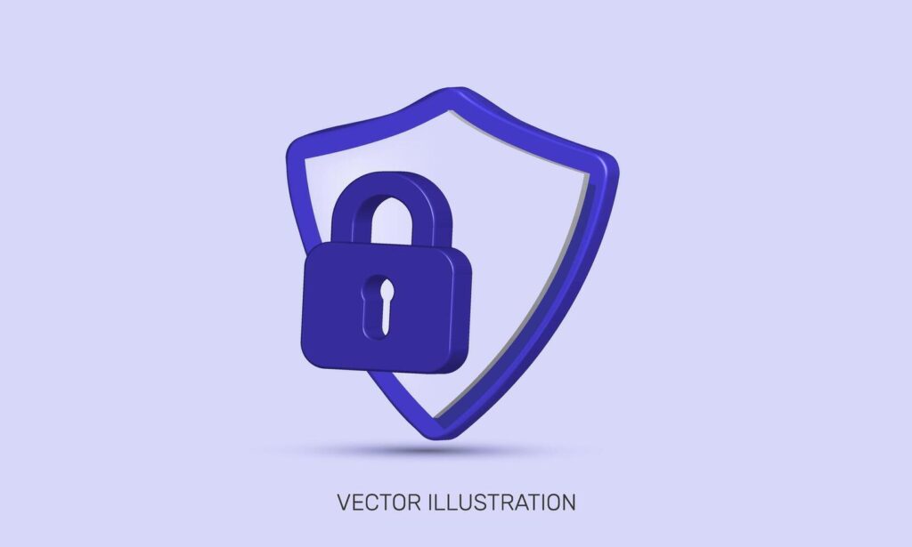 3d realistic icon purple cyber security concept design Stock Free