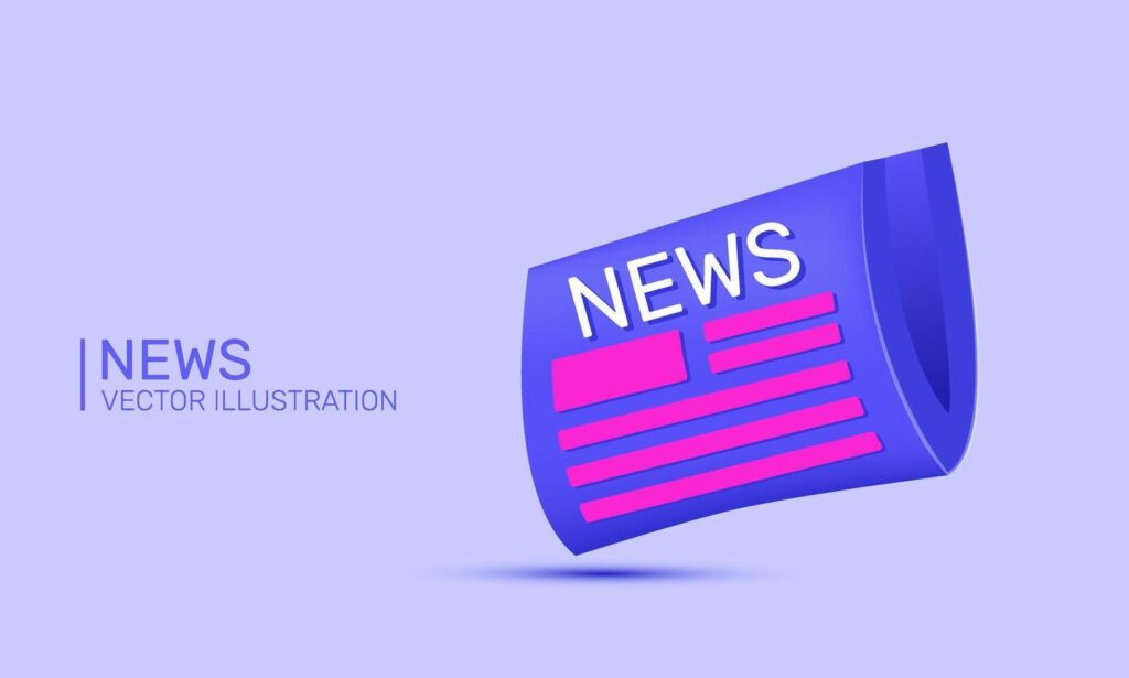 3d realistic purple icon concept world newspaper design Stock Free