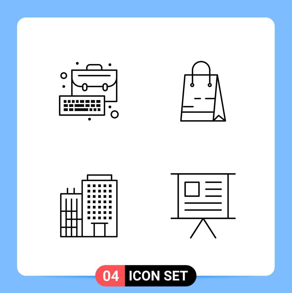 4 Line Black Icon Pack Outline Symbols for Mobile Apps isolated on white background 4 Icons Set Stock Free and Free SVG