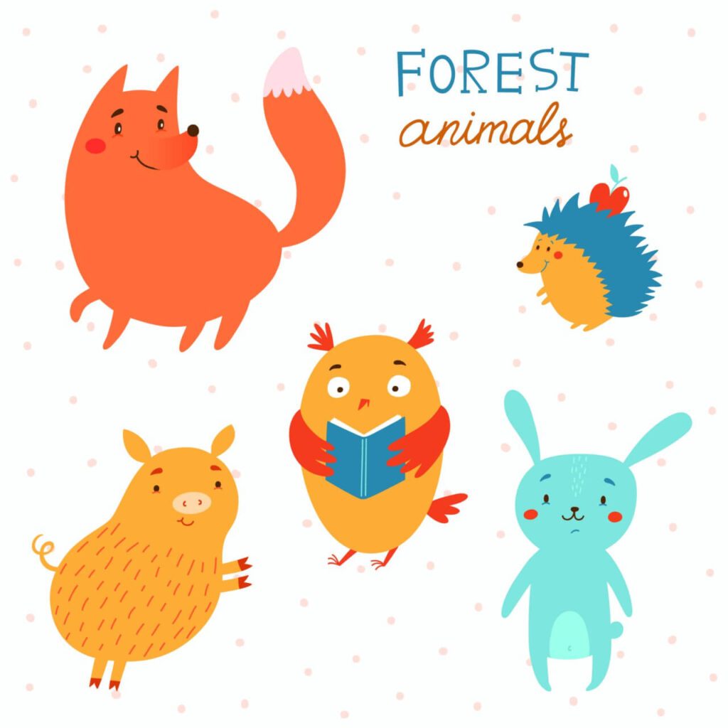 Forest animals vector set