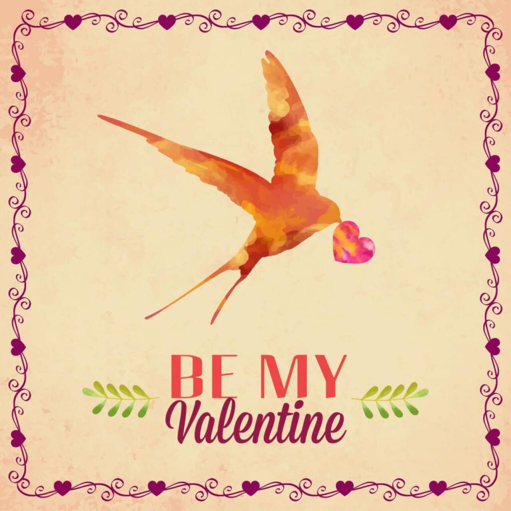 Happy Valentine’s Day vector illustration with bird