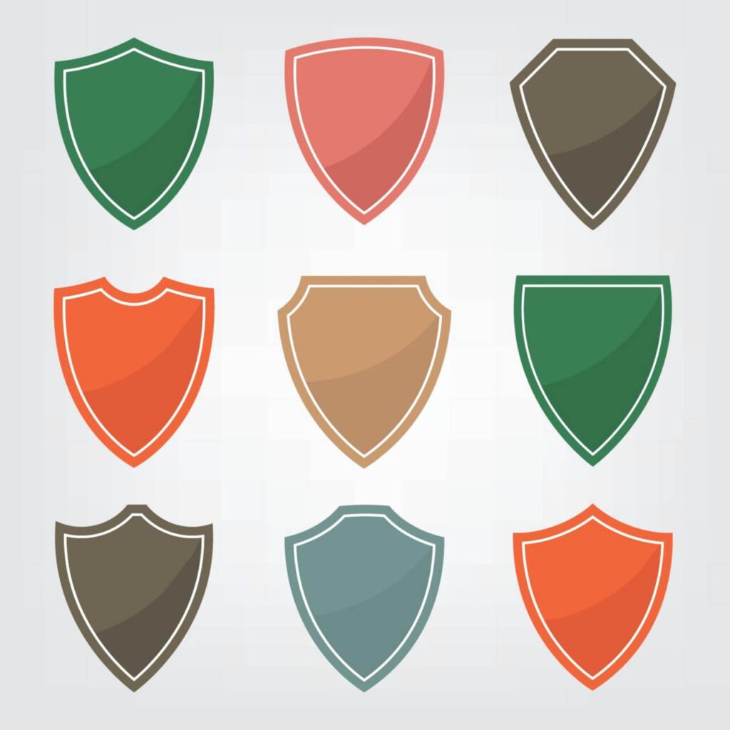 Set of color shield icons