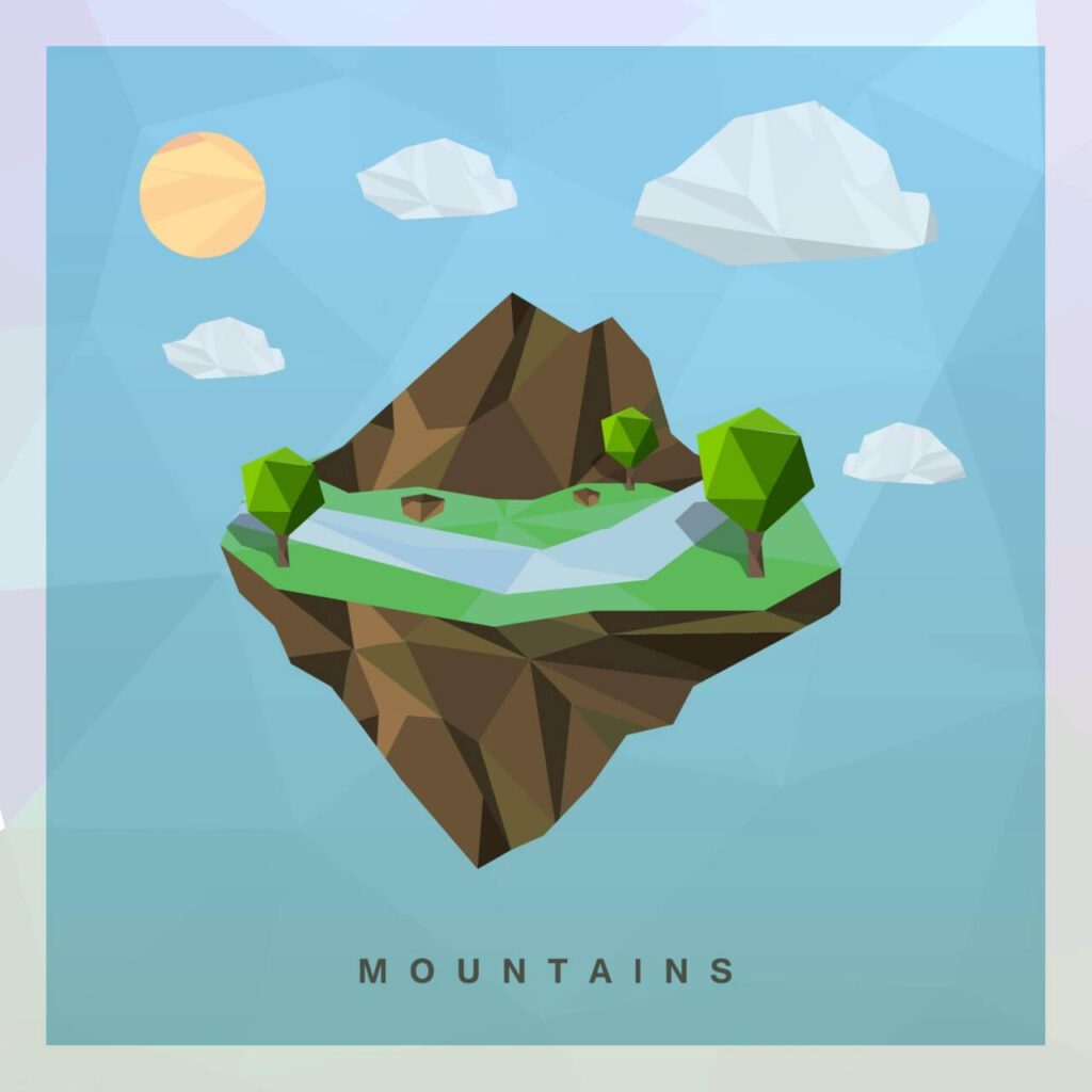 Isometric mountain Vector Floating Island