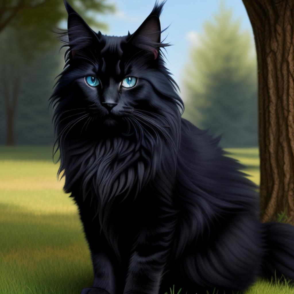 Black maine coon cat by @ai_generated