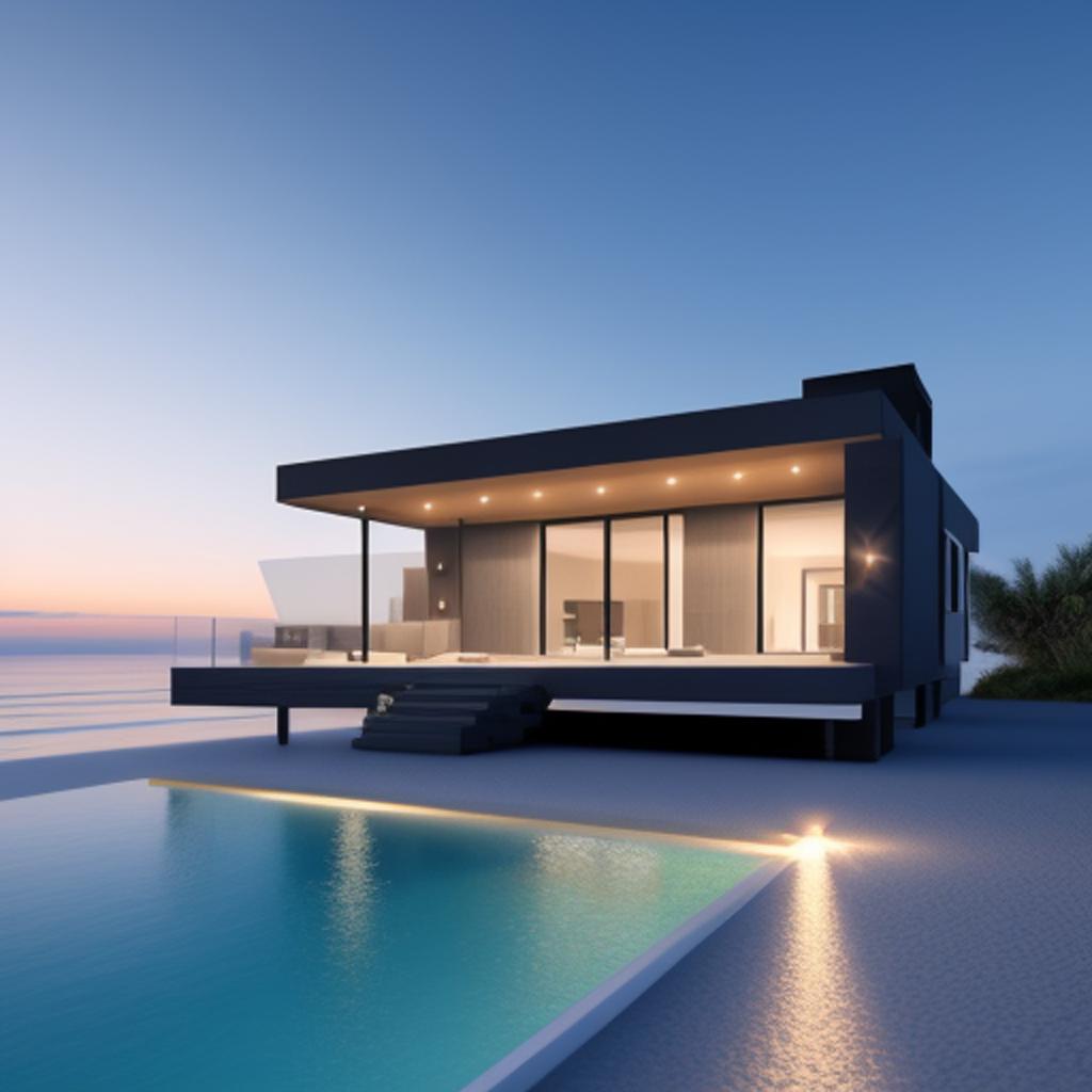 Modern beach house by by @ai_generated