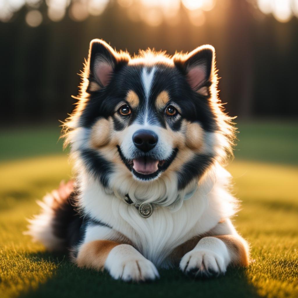 Dog portrait, fluffy fur, by @ai_generated