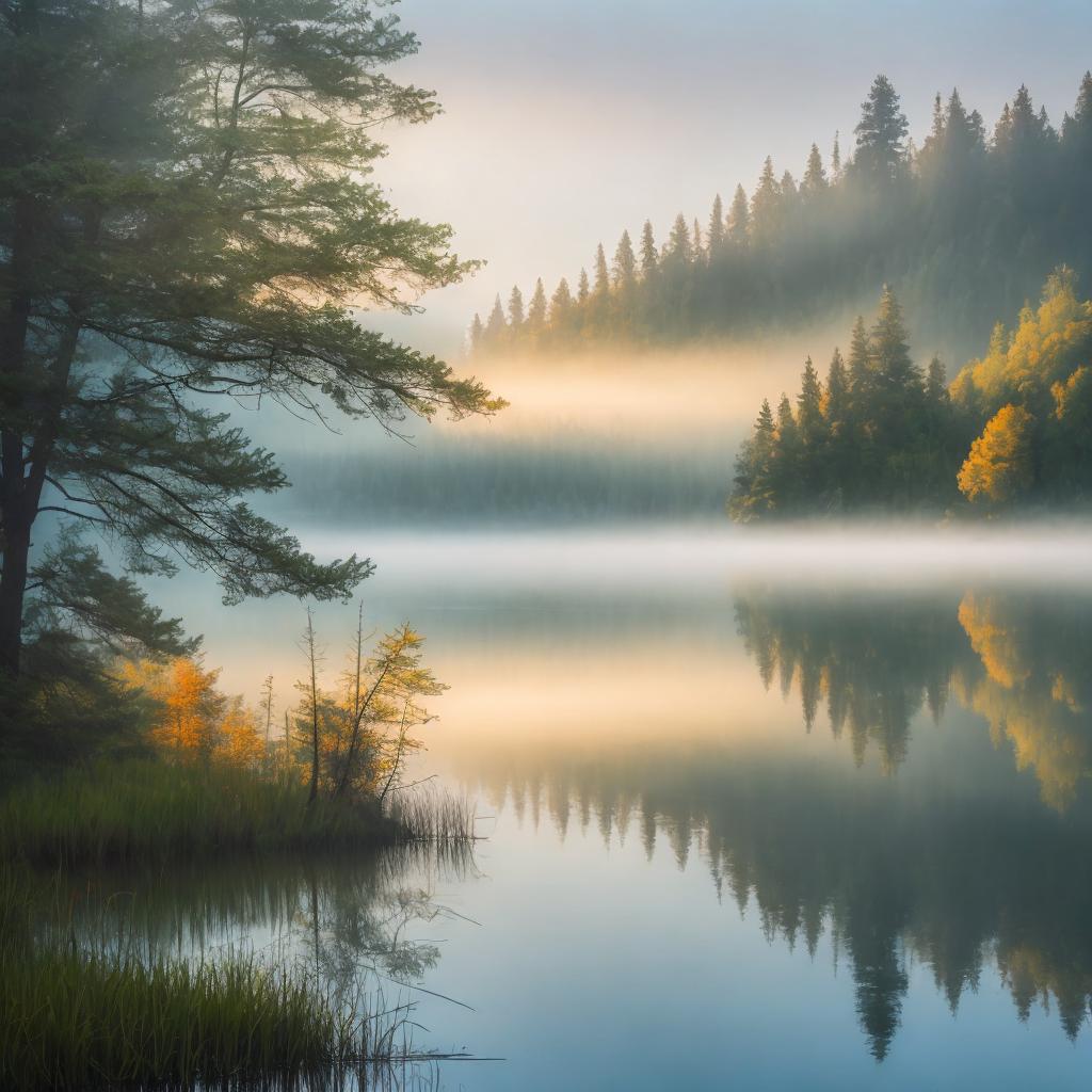 Landscape photo, serene lake, by @ai_generated