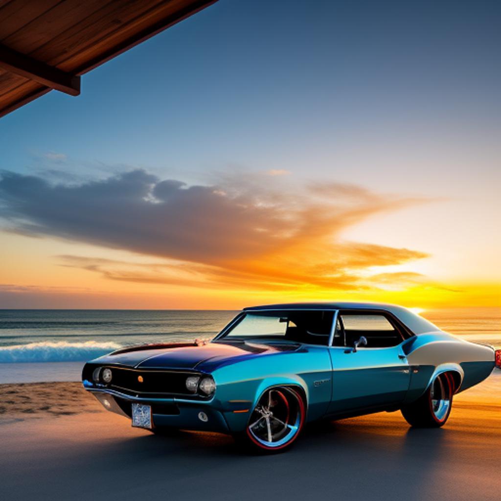 Seaside California muscle cars by @ai_generated