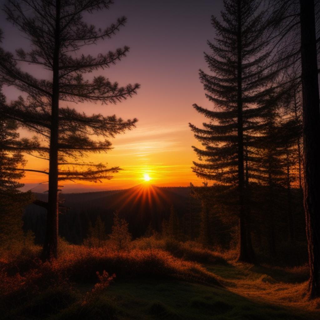 Sunset twilight over forest by @ai_generated