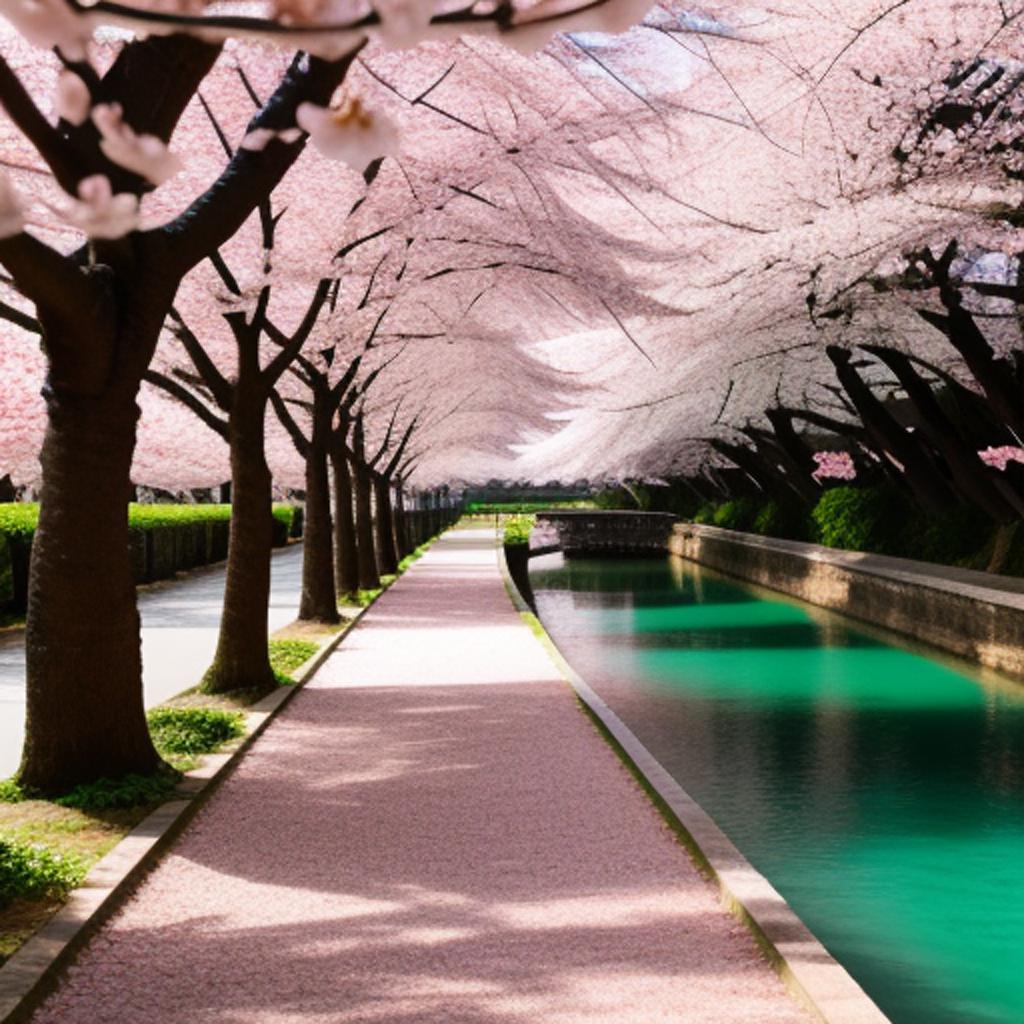 Paradise with cherry blossom by @ai_generated