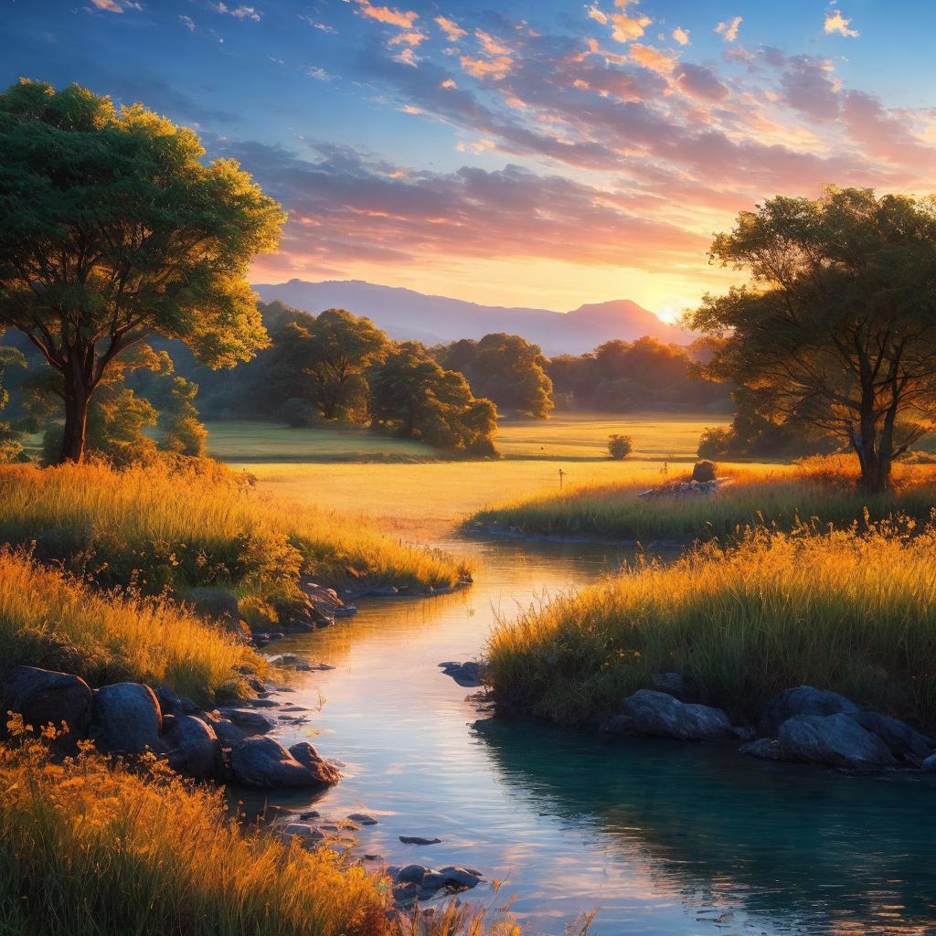 Gorgeous landscape, sunrise lighting, by @ai_generated