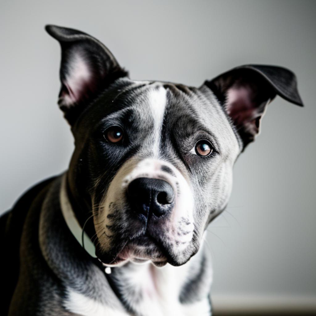 A gray pitbull dog by @ai_generated