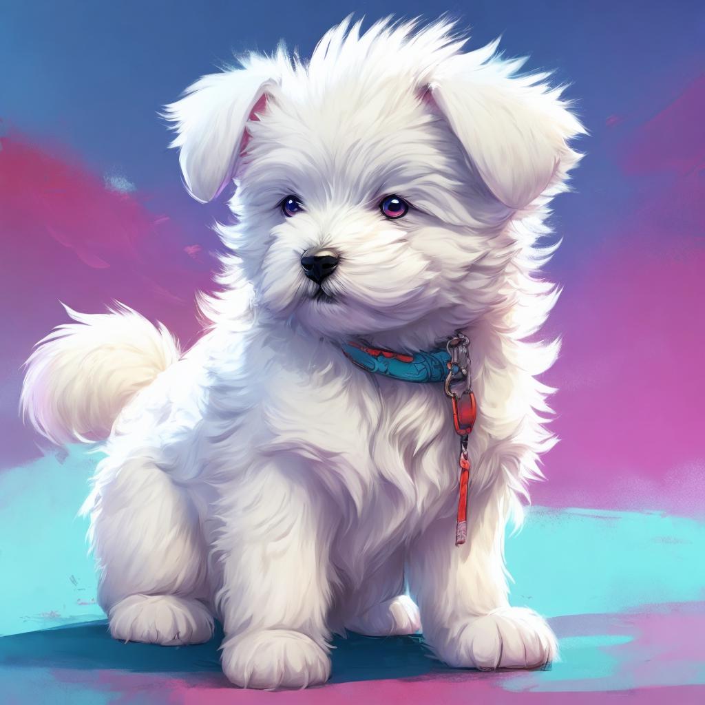 White fluffy puppy, slightly by @ai_generated