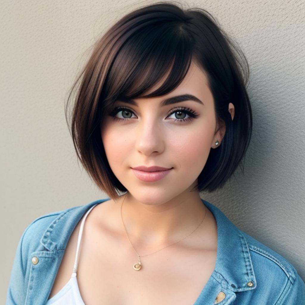 Girl with short hair by @ai_generated