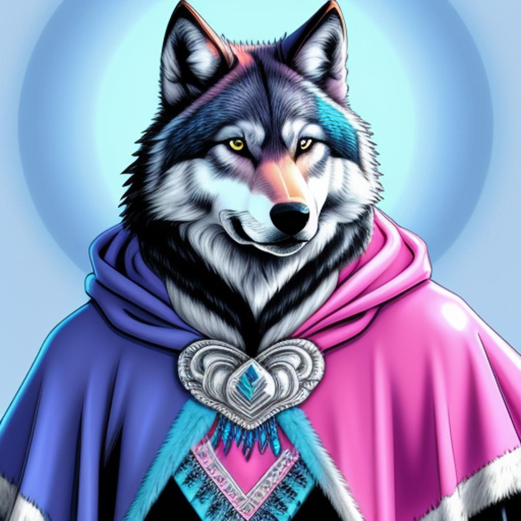 Wolf wearing a poncho by @ai_generated