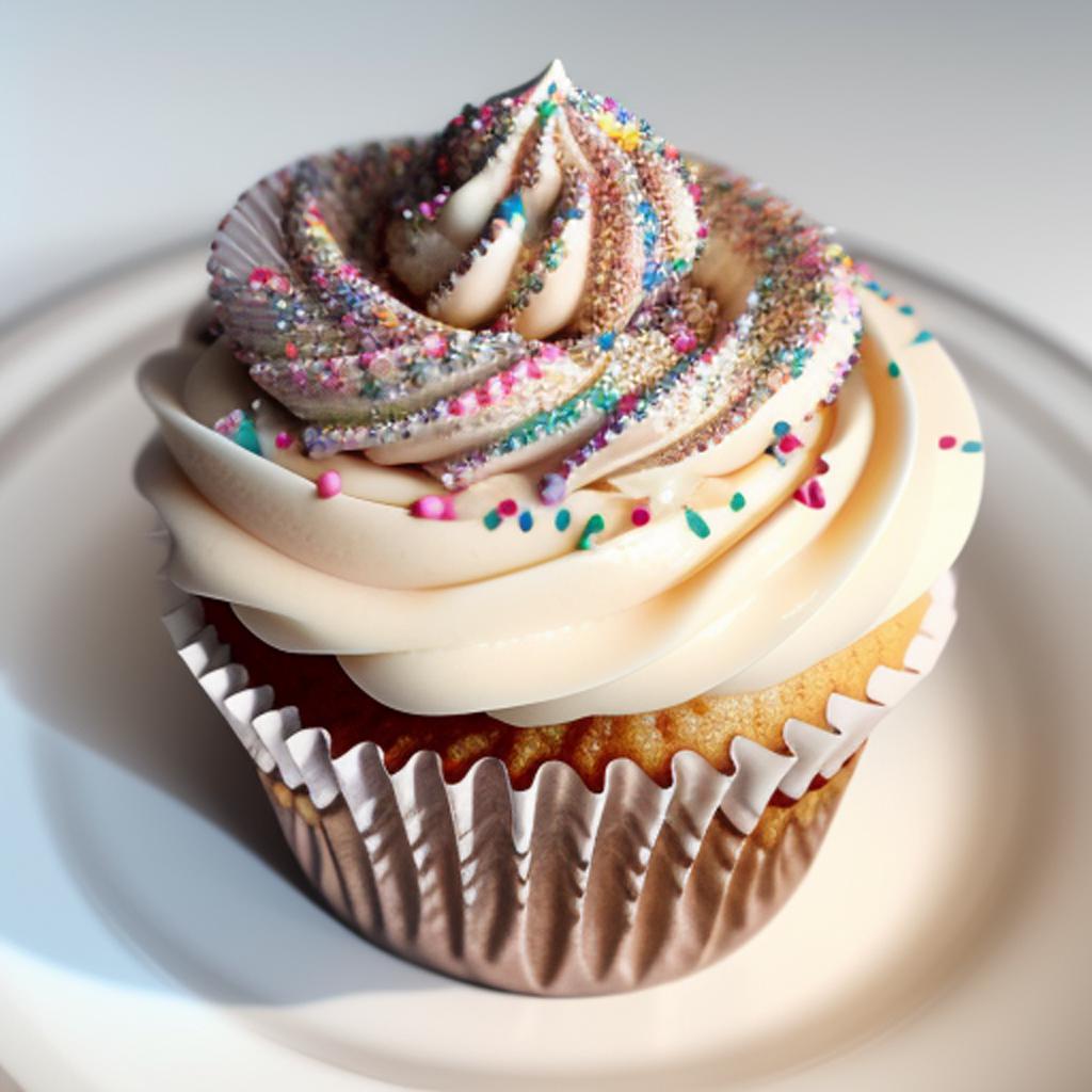 Vanilla cupcake with sprinkles by @ai_generated