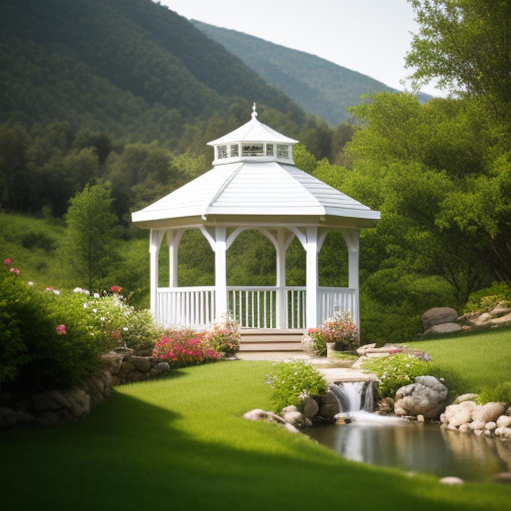 White gazebo in the by @ai_generated