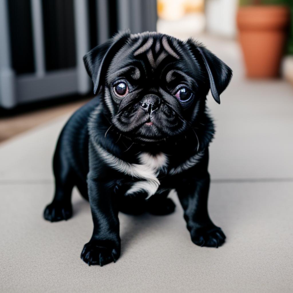 Pug negro bebe llorando by @ai_generated