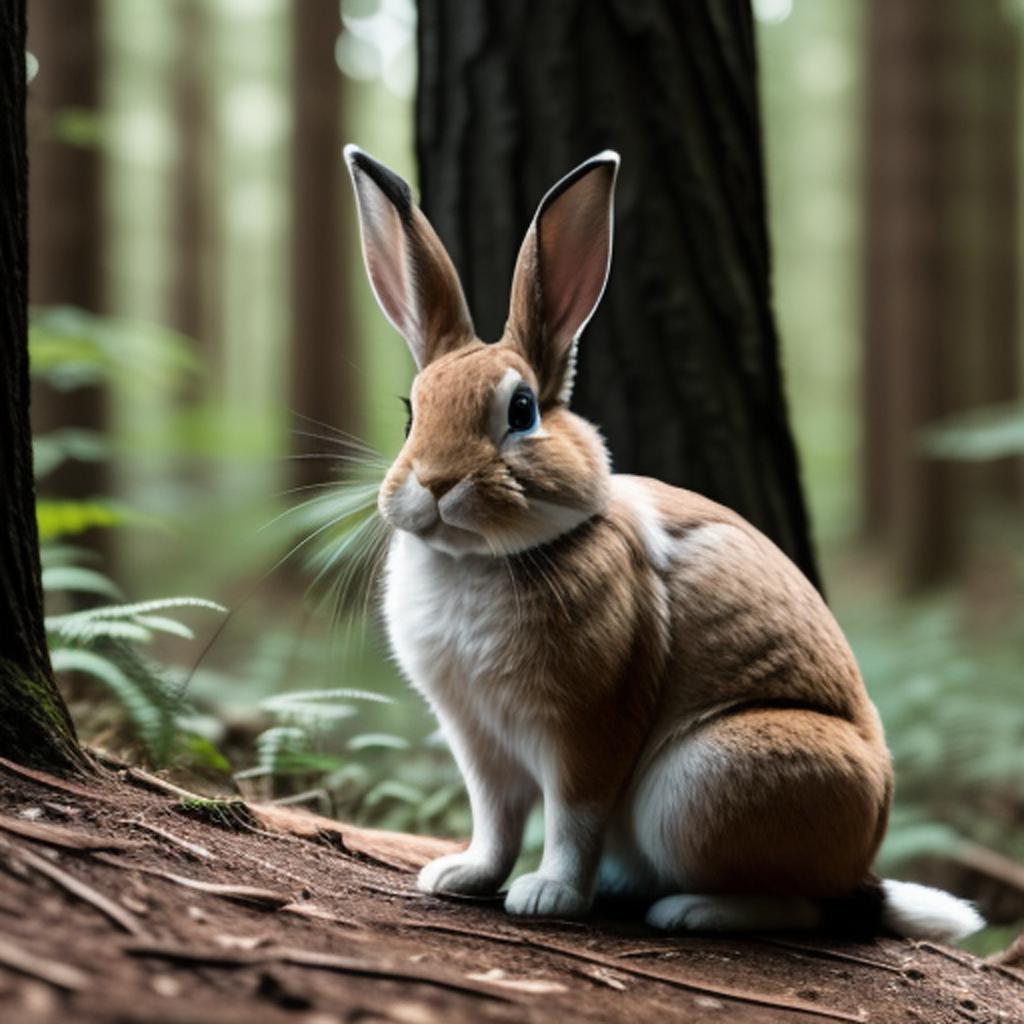 Kritischer hase im wald by @ai_generated