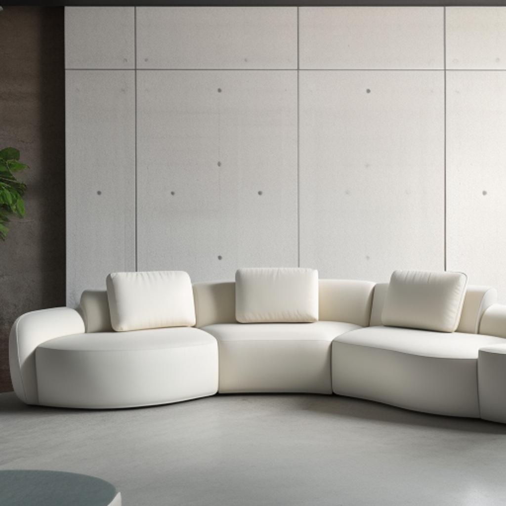 Sofa,wohnlandschaft, 1 sitzer integriert,betonwand, by @ai_generated