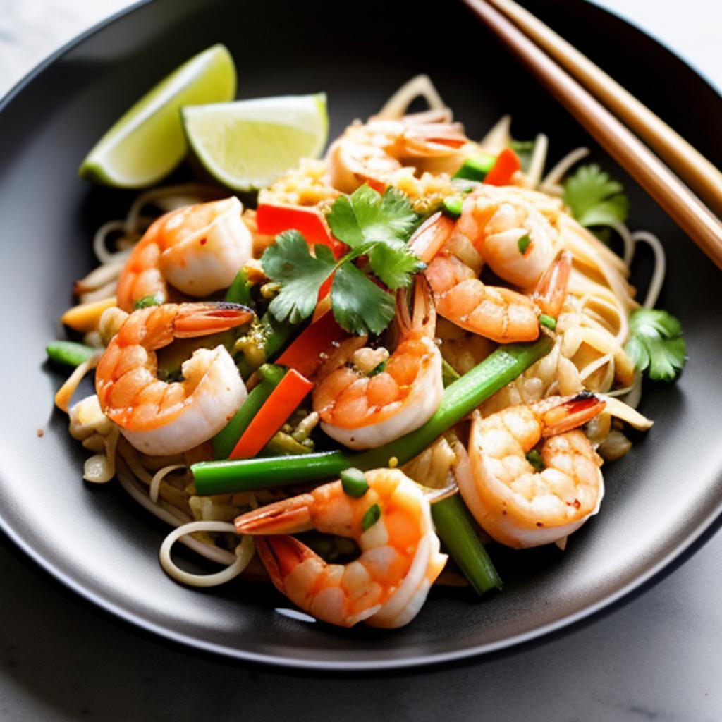 Pad thai shrimp with by @ai_generated