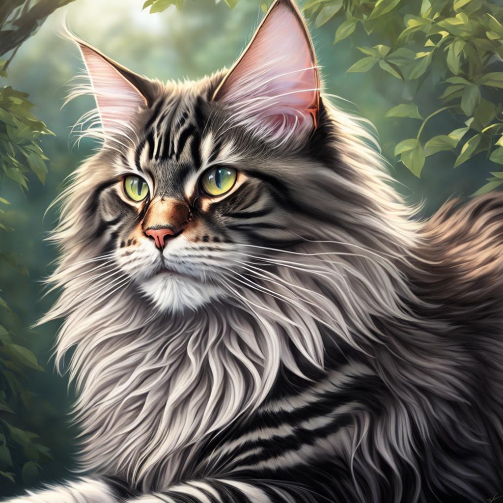 Maine Coon cat digital by @ai_generated