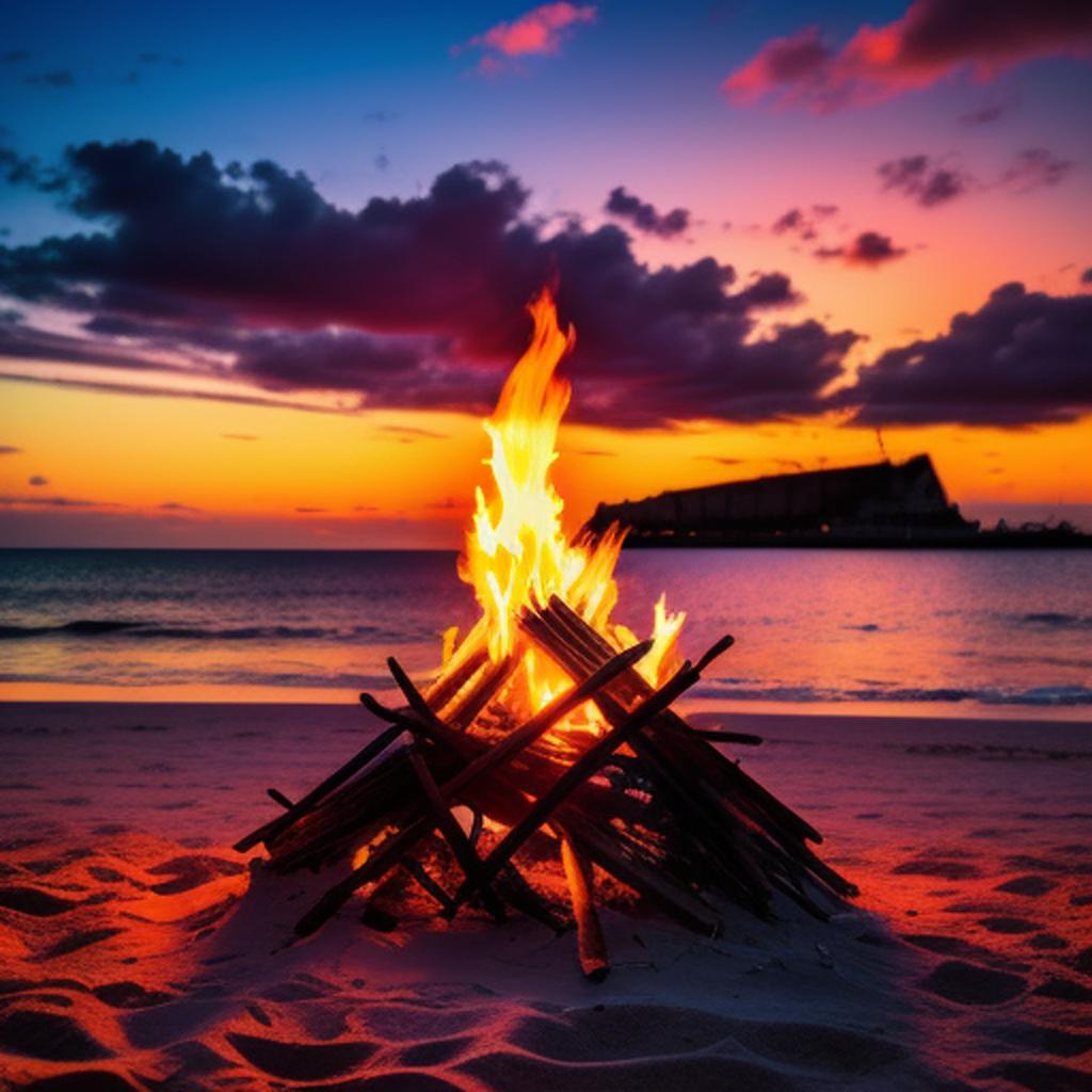 Bonfire on the beach by @ai_generated