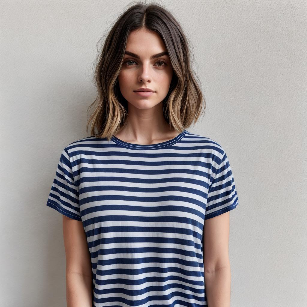 “Striped Navy Blue T-shirt, by @ai_generated