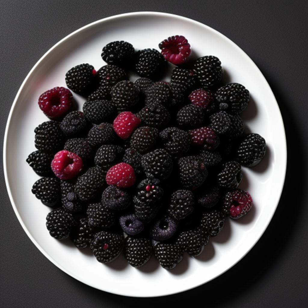 A plate of blackberries by @ai_generated