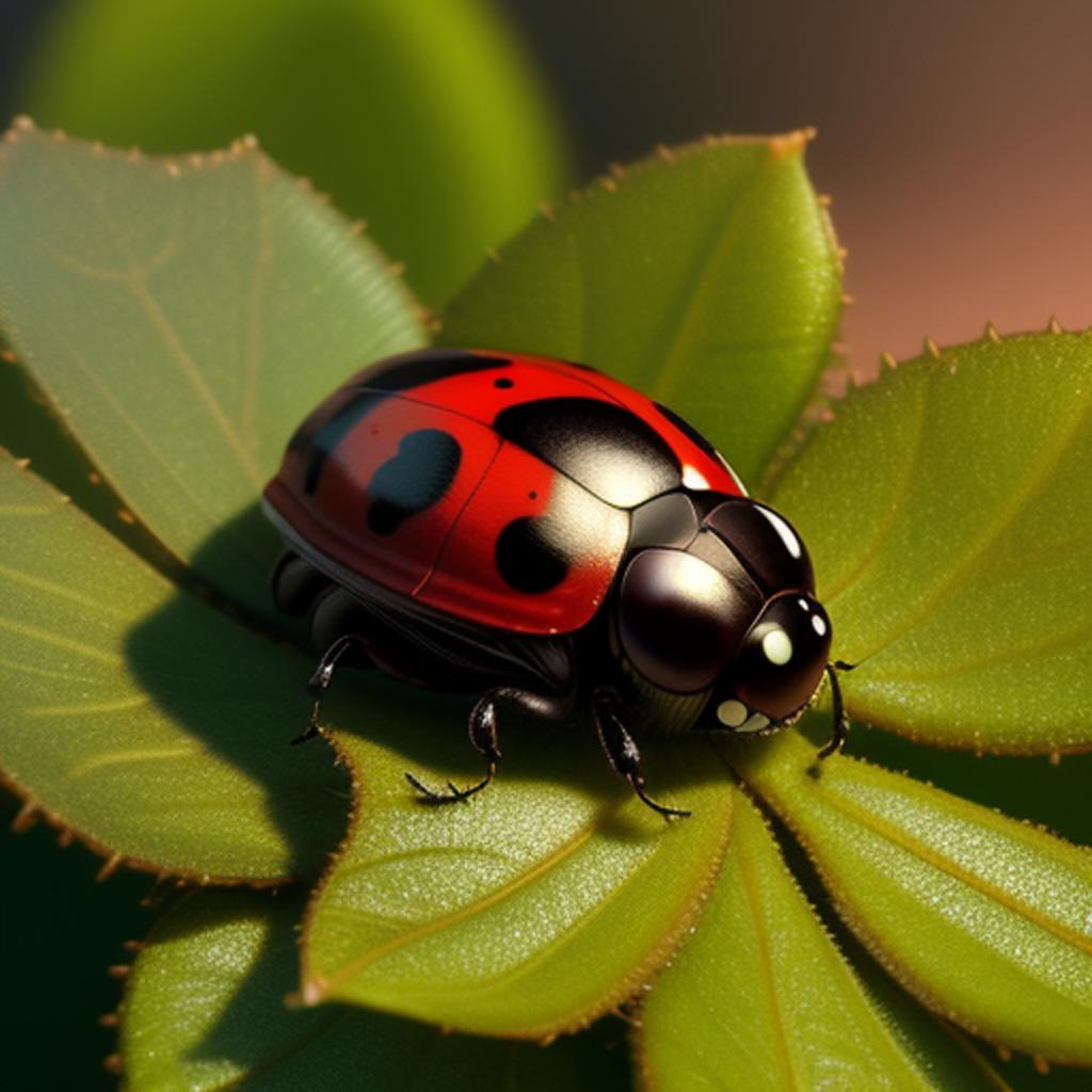 A realistic ladybug by by @ai_generated