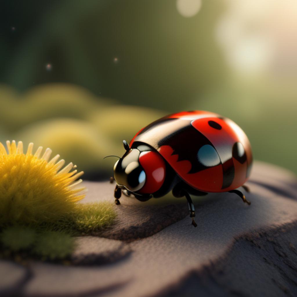 A photorealistic ladybug by by @ai_generated