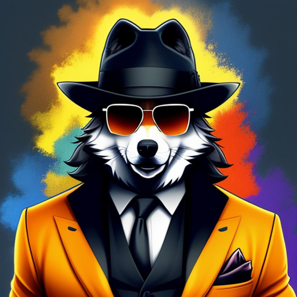 Wolf with fedora and by @ai_generated