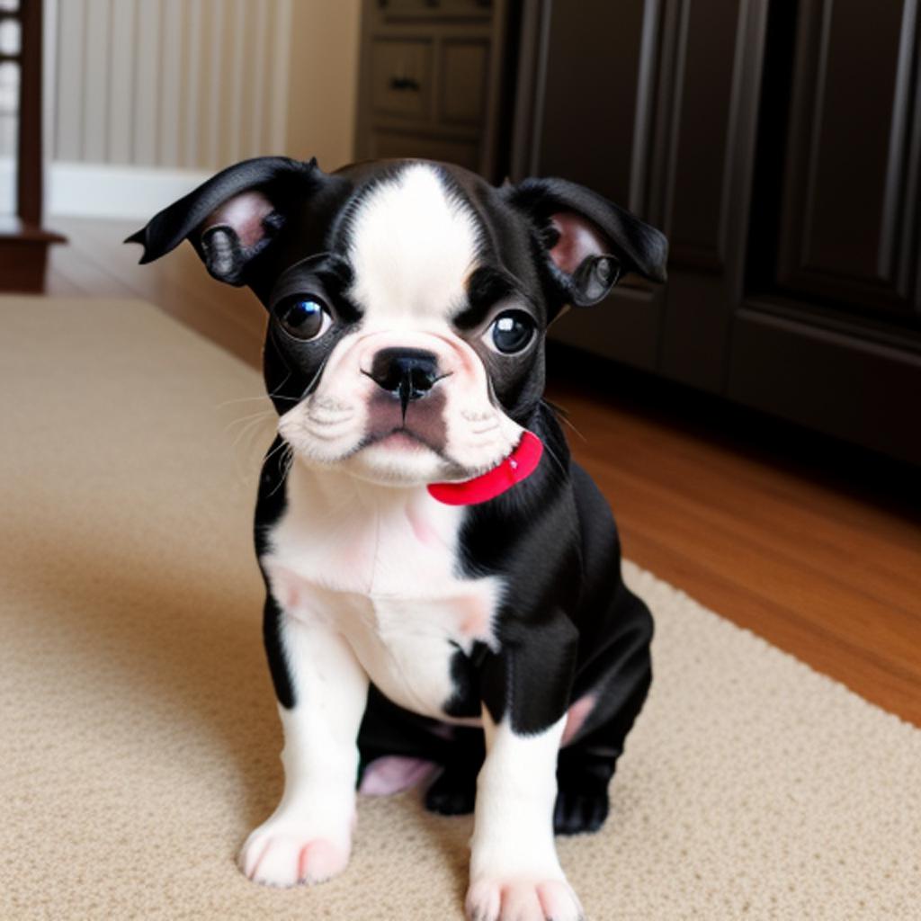 Boston terrier puppy sitting by @ai_generated