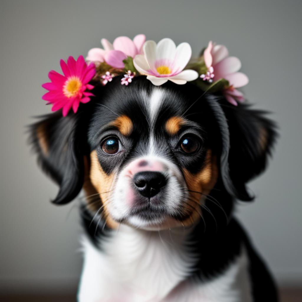 Kleiner hund mit blumen by @ai_generated