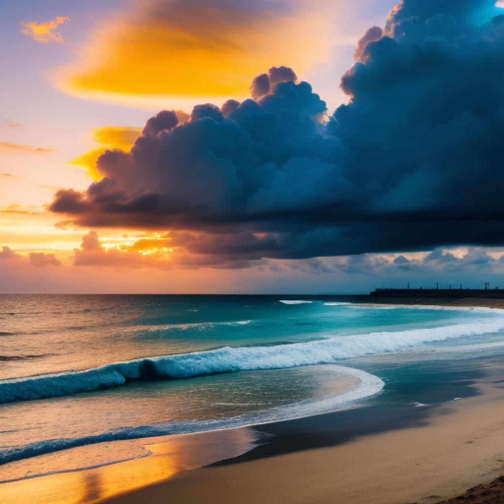 Beach and clouds with by @ai_generated