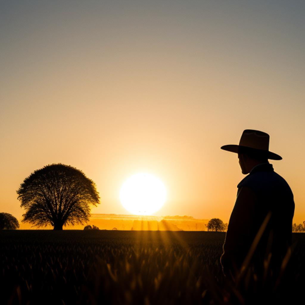 Farmer silhouete with sun by @ai_generated