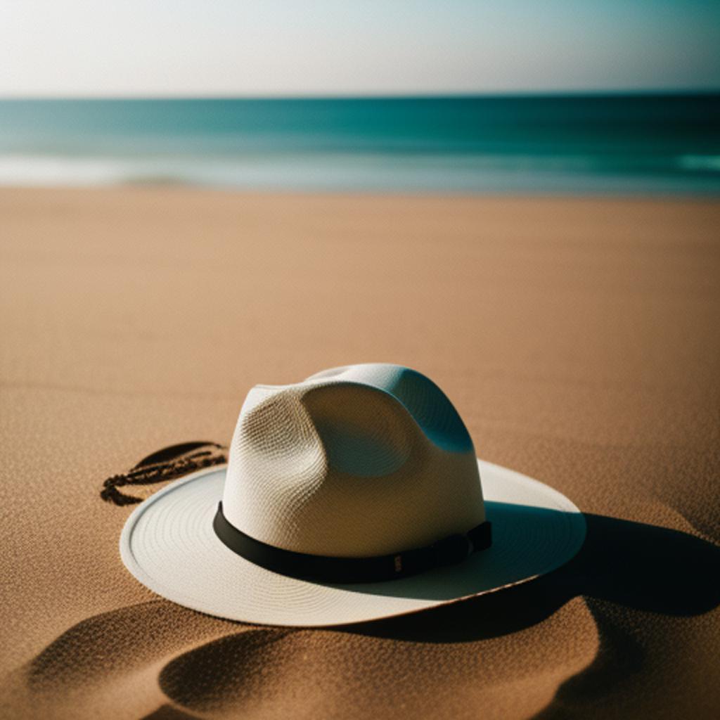 Hat on the sand by @ai_generated