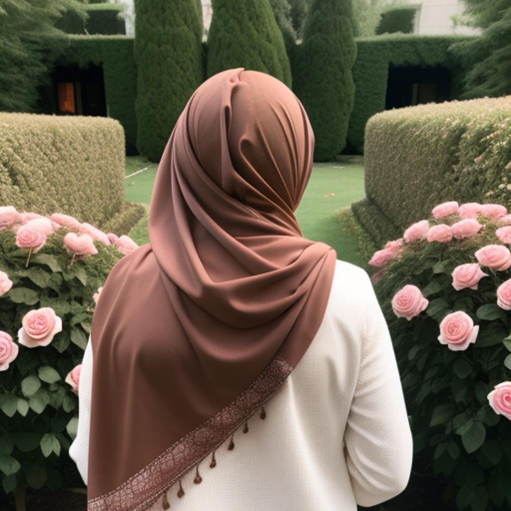 Seorang gadis berjilbab coklat, by @ai_generated