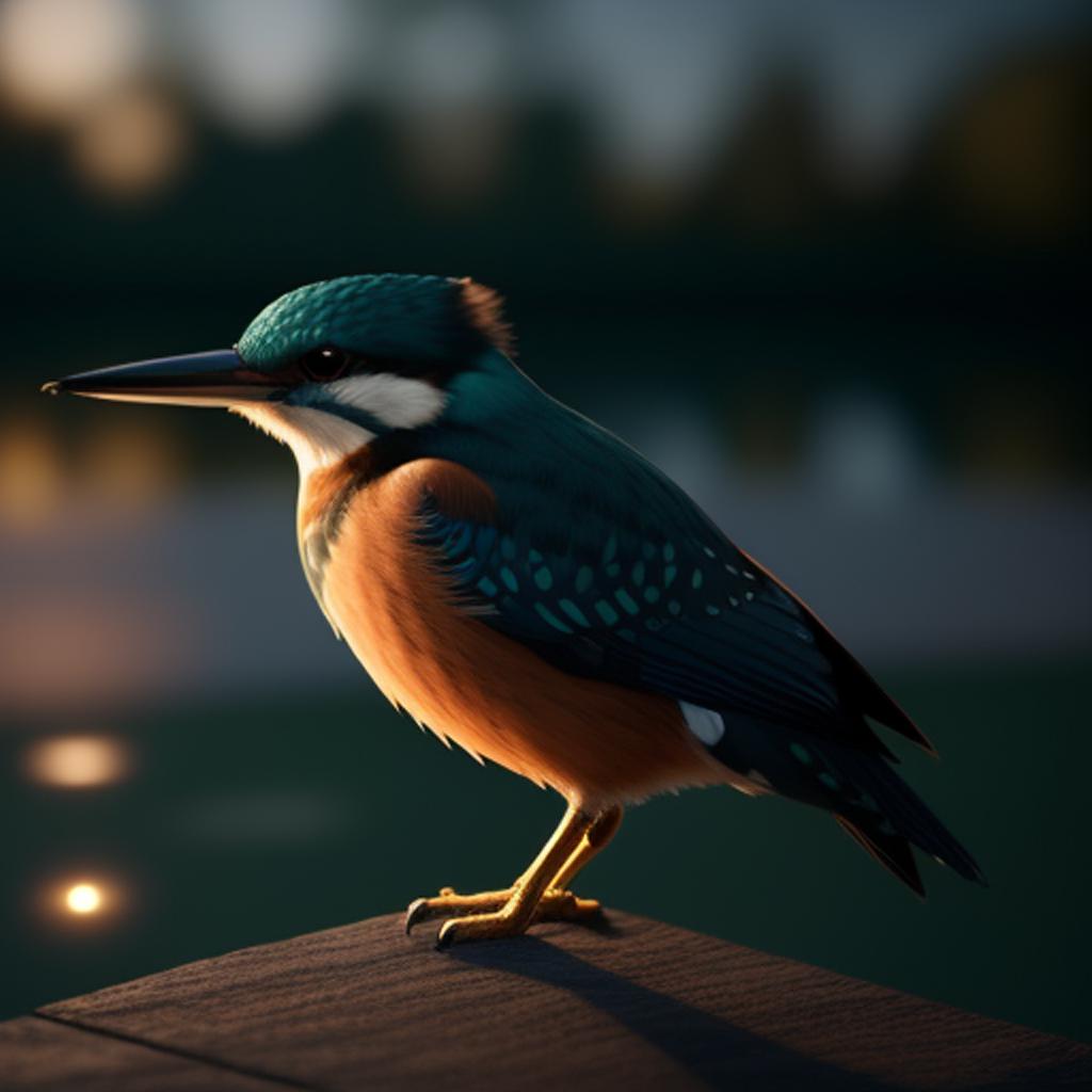 Shadow of kingfisher, night by @ai_generated