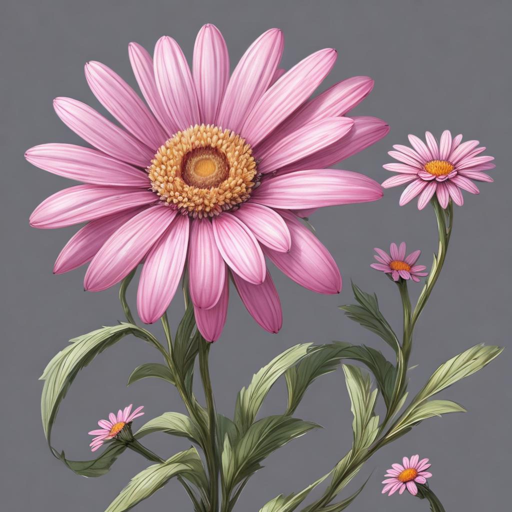 Pink daisy flower, highly by @ai_generated