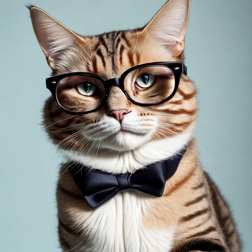 Cat wearing glasses, sophisticated by @ai_generated