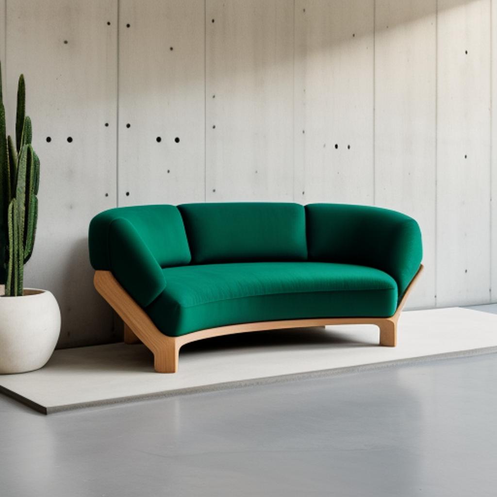 Sofa,wohnlandschaft, 1 sitzer integriert,betonwand,Rückenlehne by @ai_generated