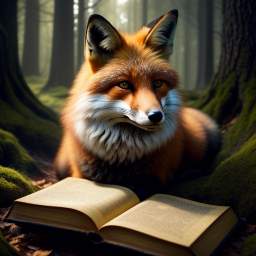 Fox with old book by @ai_generated