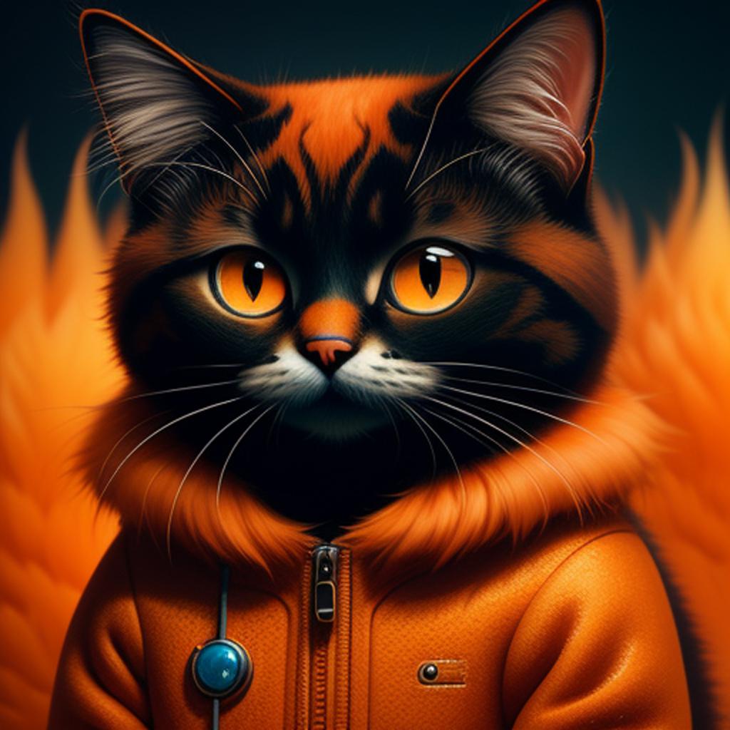 Orange cat with long by @ai_generated