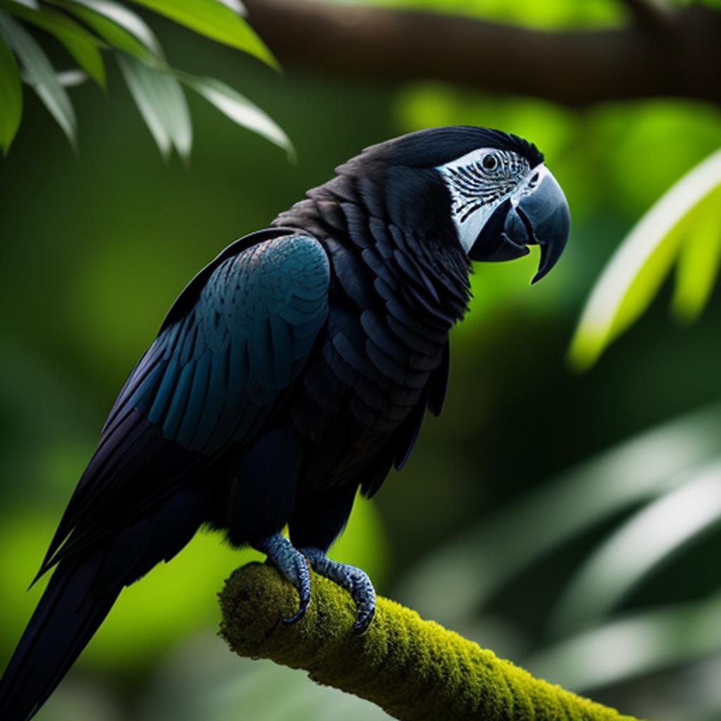 Black fantasy parrot Nature by @ai_generated