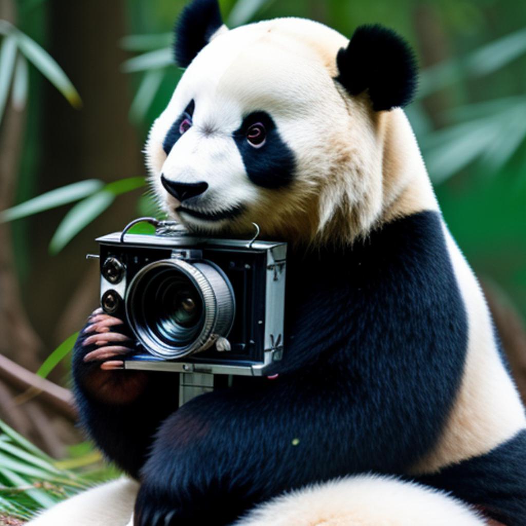 Oso panda con camara by @ai_generated