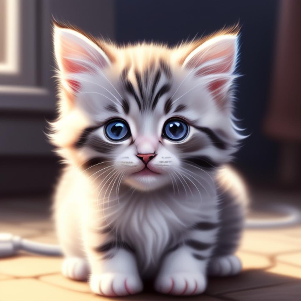 Cute kitten Digital painting, by @ai_generated